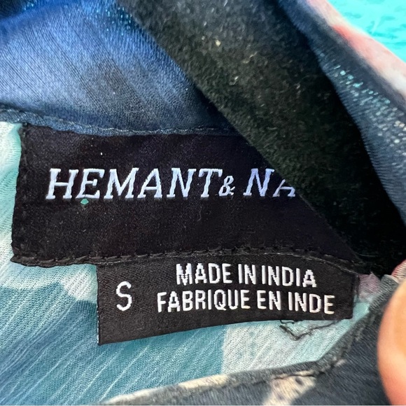 HEMANT AND NANDITA SAMMY SHEER FLORAL TIERED RUFFLE DRESS  SIZE SMALL - Picture 11 of 16